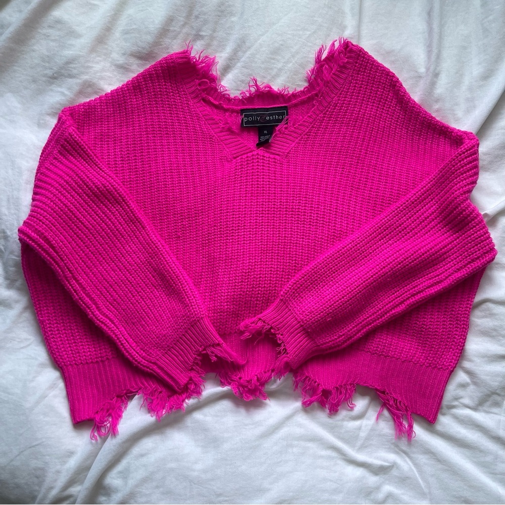 Neon Pink Cropped Sweater